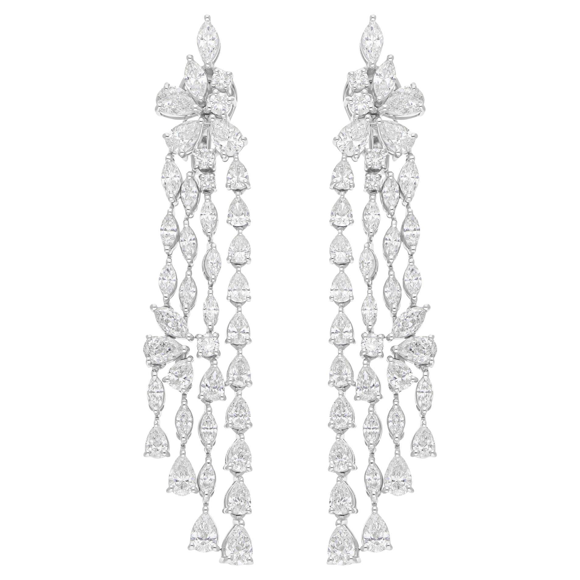 12,77 Carati SI/H Marquise Pear Diamond Chandelier Orecchini in oro bianco 18 carati