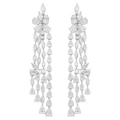 12.77 Carat SI/H Marquise Pear Diamond Chandelier Earrings 18 Karat White Gold