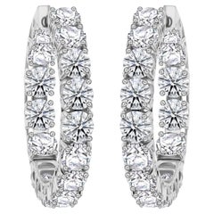 12.78 Carat Round Cut Natural Diamond Hoop Earrings 18 Karat White Gold