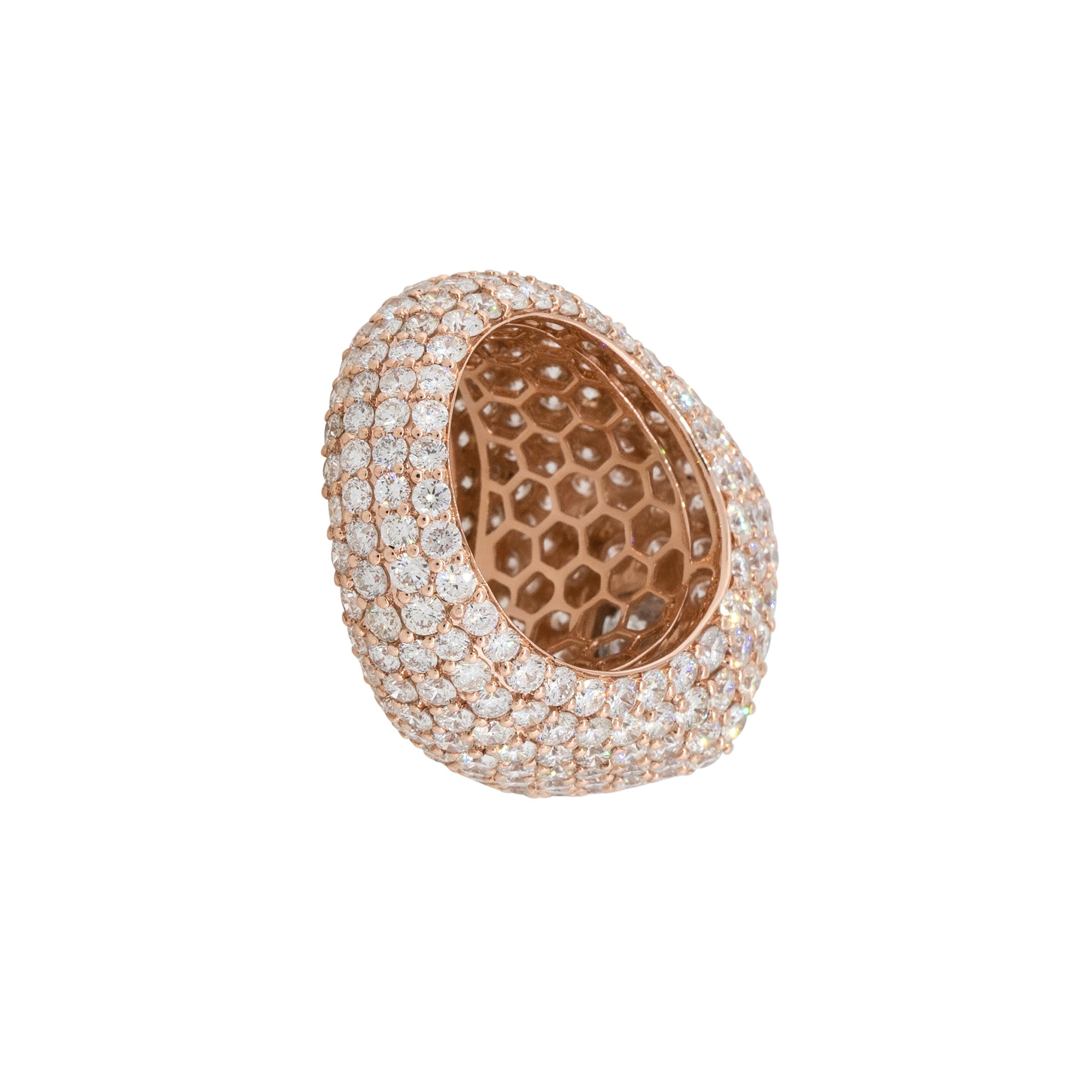 12.78 Carat Round Diamond Pave Mens Ring 14 Karat in Stock For Sale 5