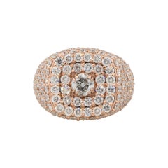 12.78 Carat Round Diamond Pave Mens Ring 14 Karat in Stock