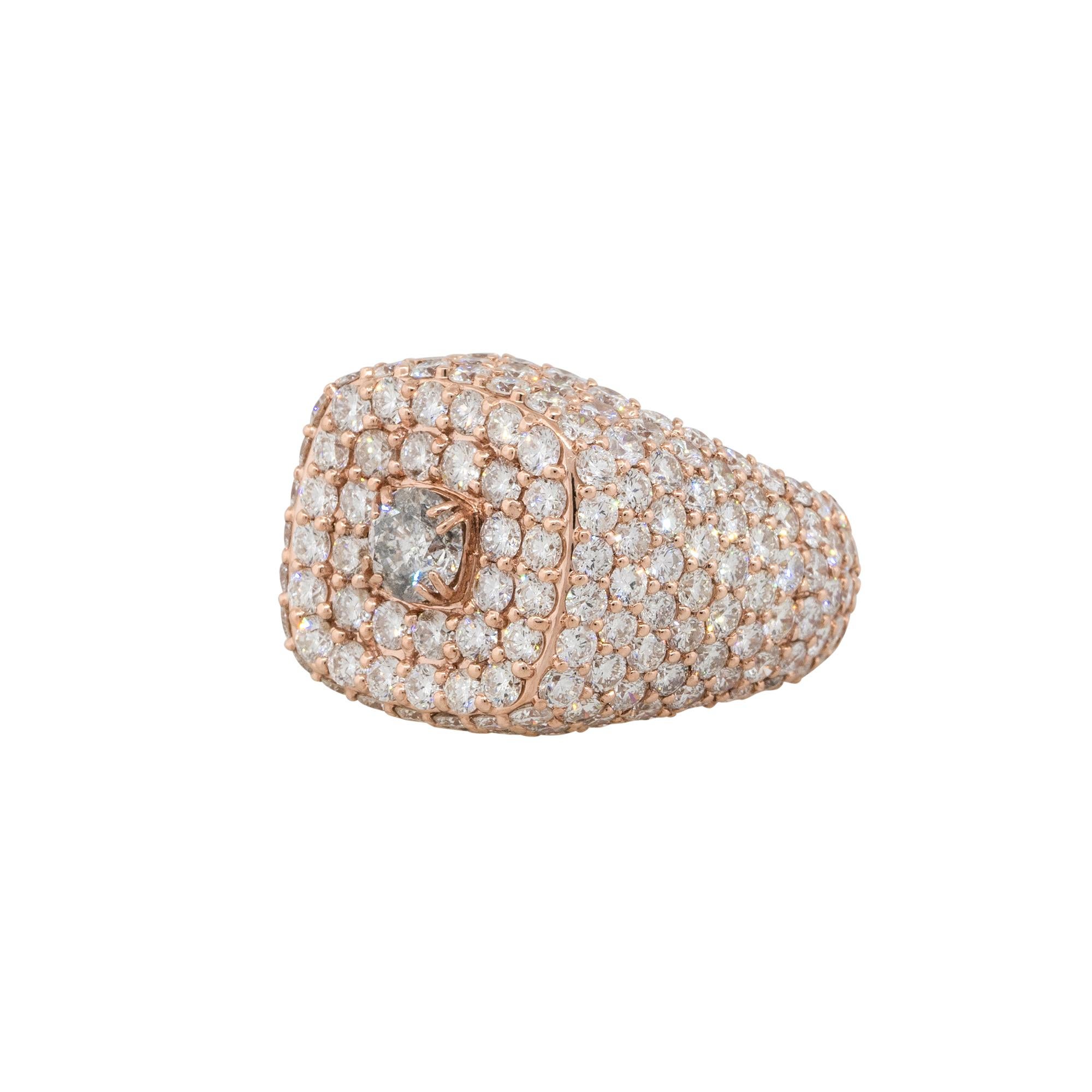 Round Cut 12.78 Carat Round Diamond Pave Mens Ring 14 Karat in Stock For Sale