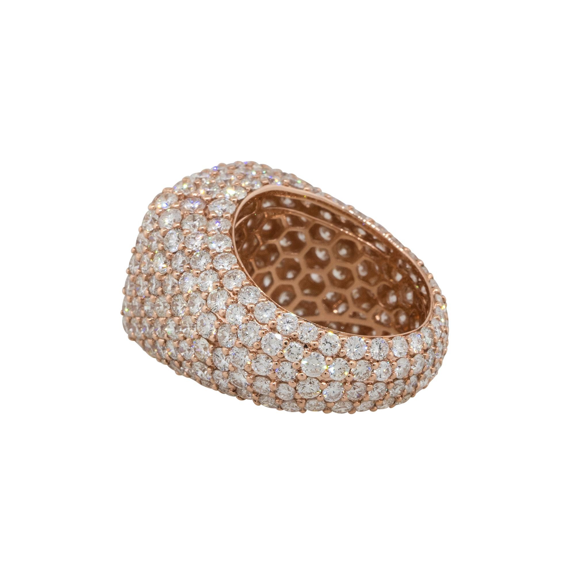 12.78 Carat Round Diamond Pave Mens Ring 14 Karat in Stock In New Condition For Sale In Boca Raton, FL