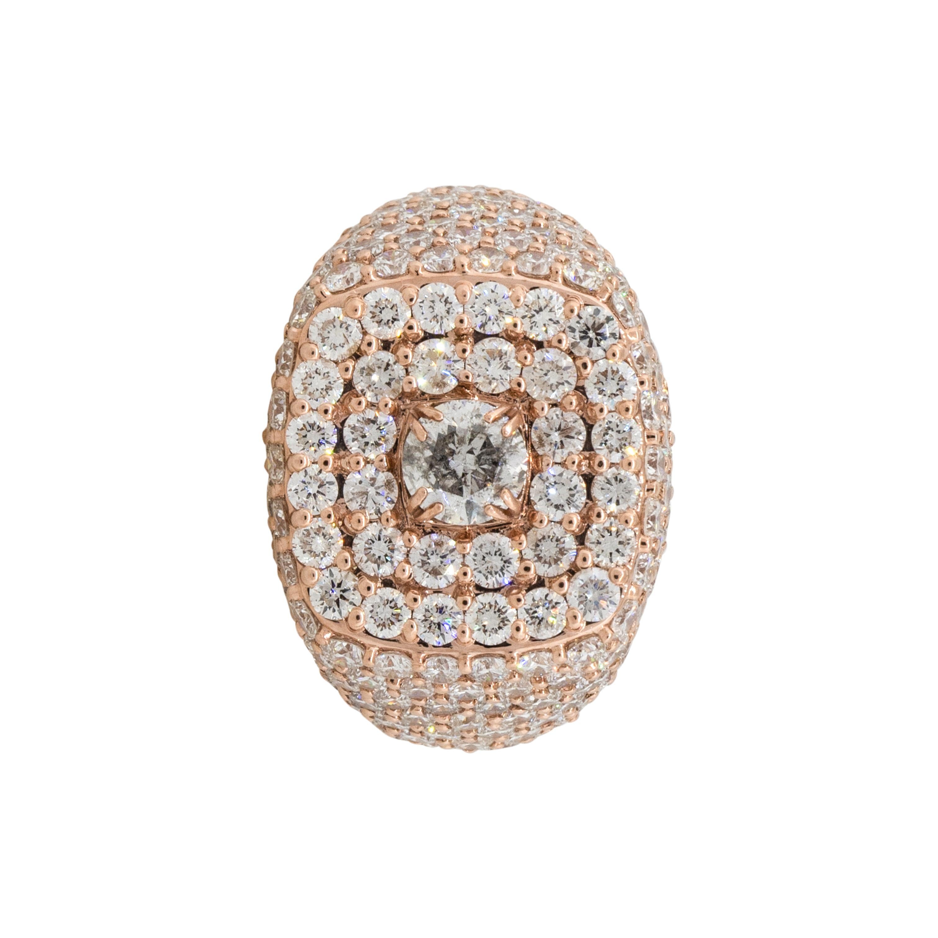 12.78 Carat Round Diamond Pave Mens Ring 14 Karat in Stock For Sale 2