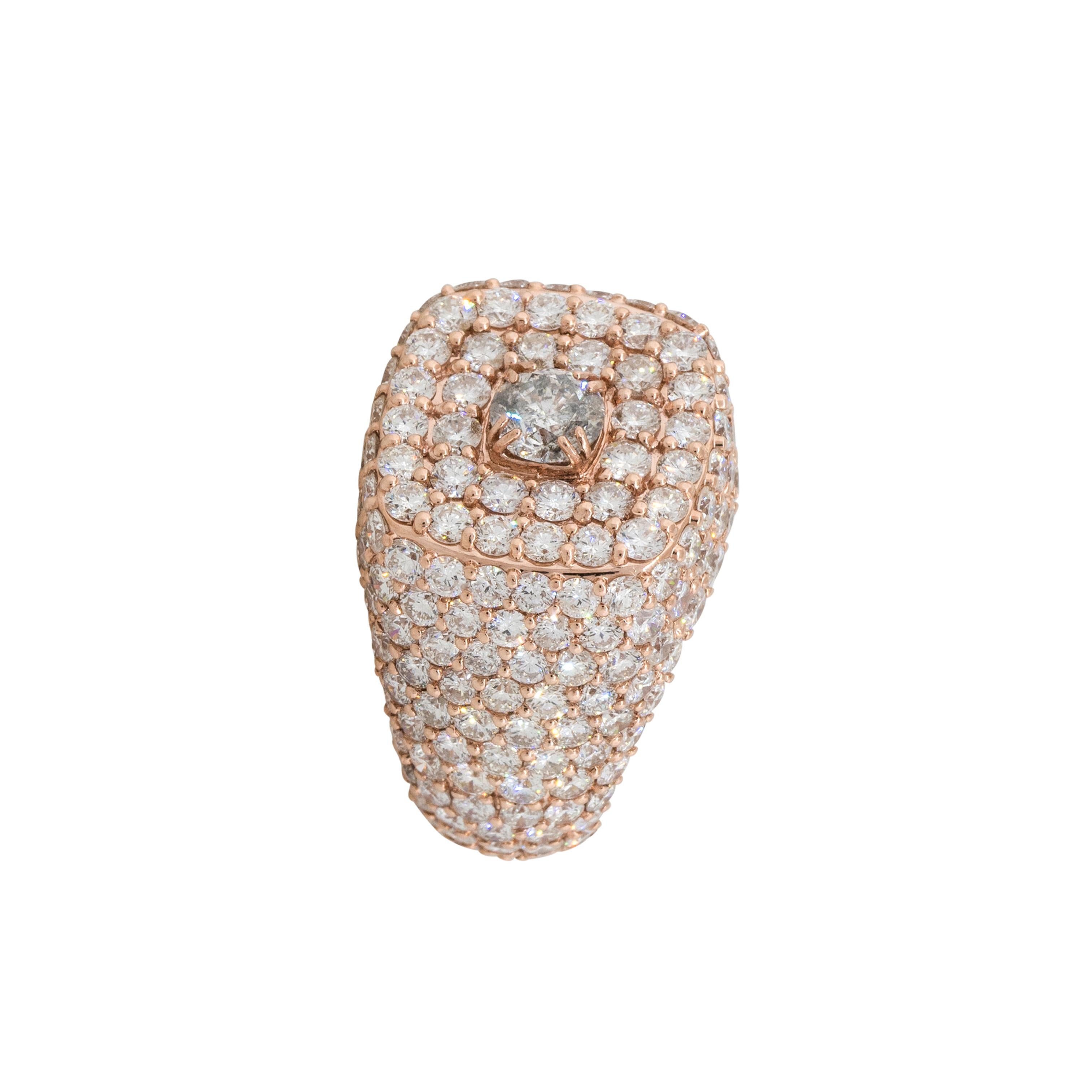12.78 Carat Round Diamond Pave Mens Ring 14 Karat in Stock For Sale 3