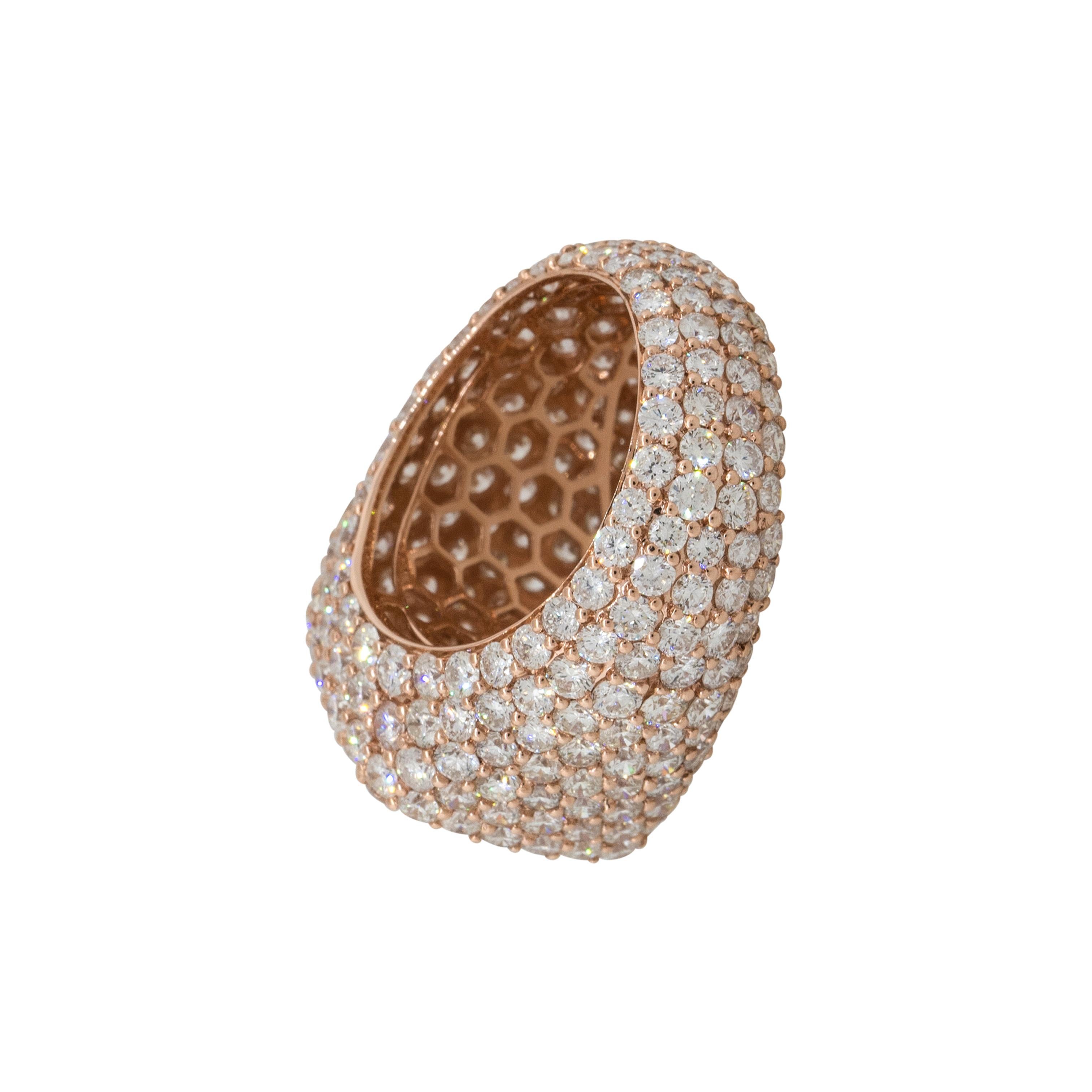 12.78 Carat Round Diamond Pave Mens Ring 14 Karat in Stock For Sale 4