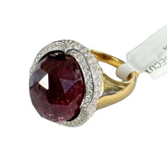13.66 ctw Oval Ruby and Diamond Cocktail Ring in 18K Yellow Gold