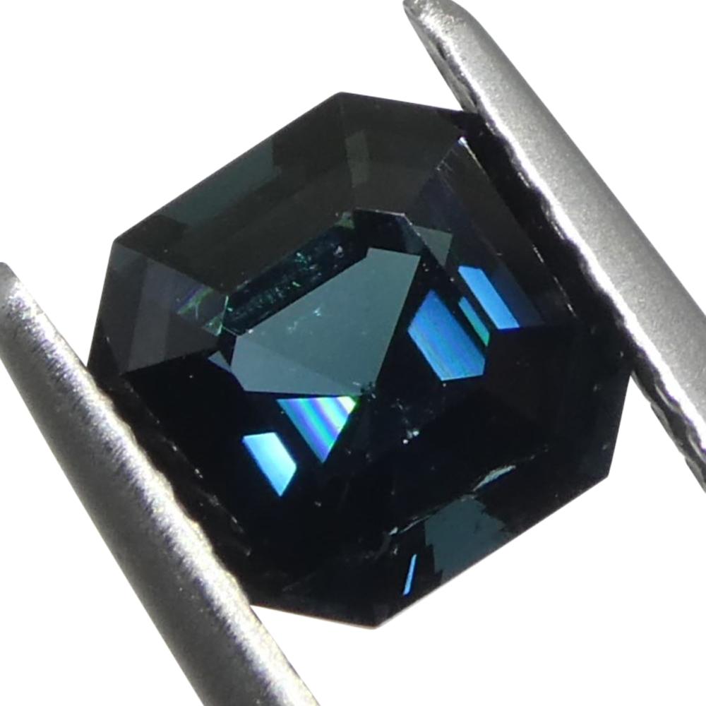 1.27 Karat Asscher-Schliff/quare Blauer Indicolit Turmalin im Asscher-Schliff im Angebot 6