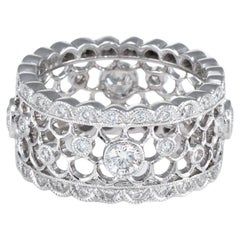 1.27ct Diamond Eternity Ring Estate 18k White Gold Band Fine Jewelry