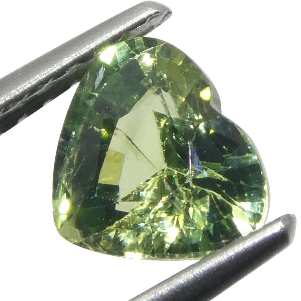 Brilliant Cut 1.27ct Heart Green Sapphire from Sri Lanka For Sale