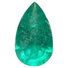 1,27 ct Esmeralda colombiana verde clara mediana - Lágrima talla pera Birthstone de mayo