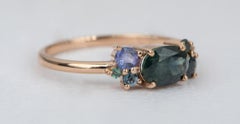 1.27ct Montana Sapphire Diamond Cluster 14K Rose Gold Engagement Ring AD2251-2