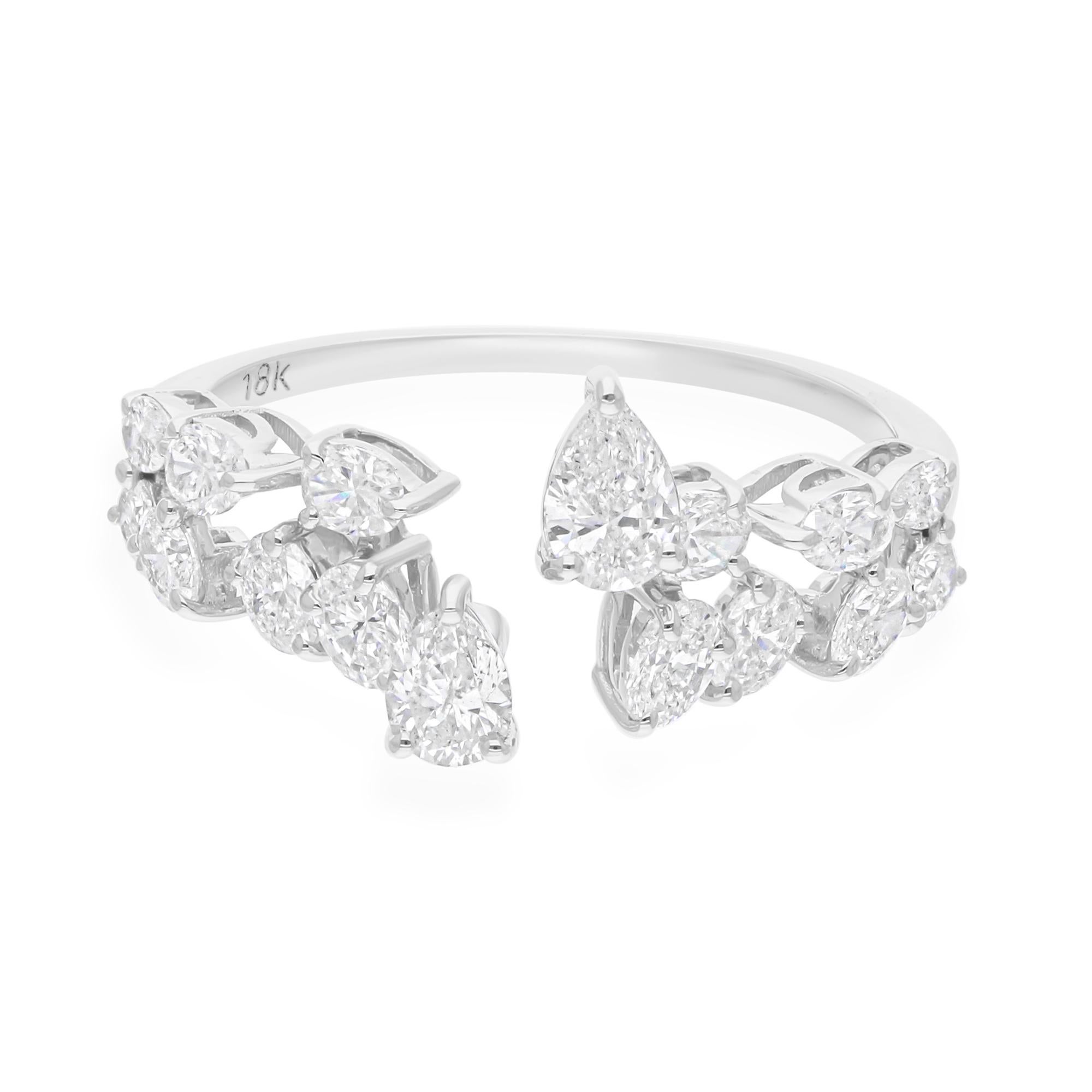 Anello di fidanzamento aperto con diamante naturale da 1,27 carati in oro bianco 14k Tutte le tariffe pagate