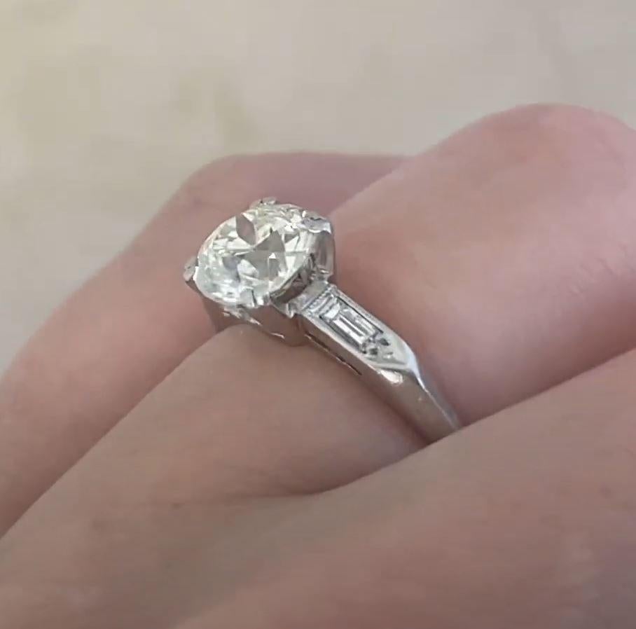 Art déco Bague de fiançailles en platine avec diamant taille européenne ancienne (environ 1,20 carat) en vente