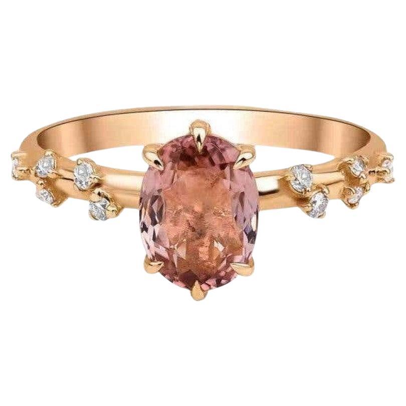 Anillo de Turmalina Rosa y Diamante de 1,27ct en venta