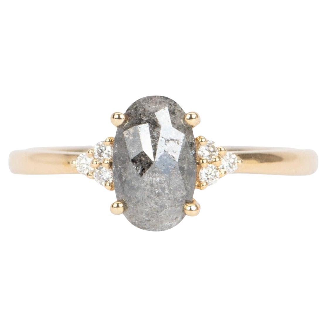 Salt and Pepper Diamond Engagement Ring with White Diamond Side Stones at 1stDibs custom salt