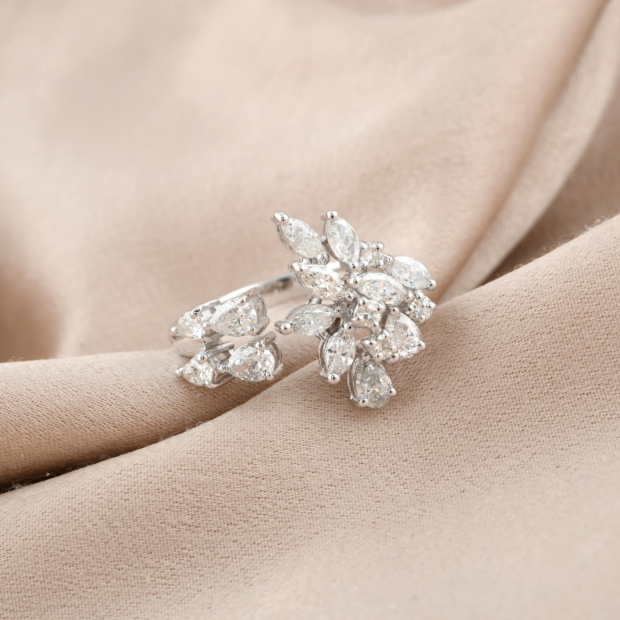 in vendita:  1,27Ct SI Clarity HI Color Natural Diamond Cluster Ring Oro bianco 14 carati 3