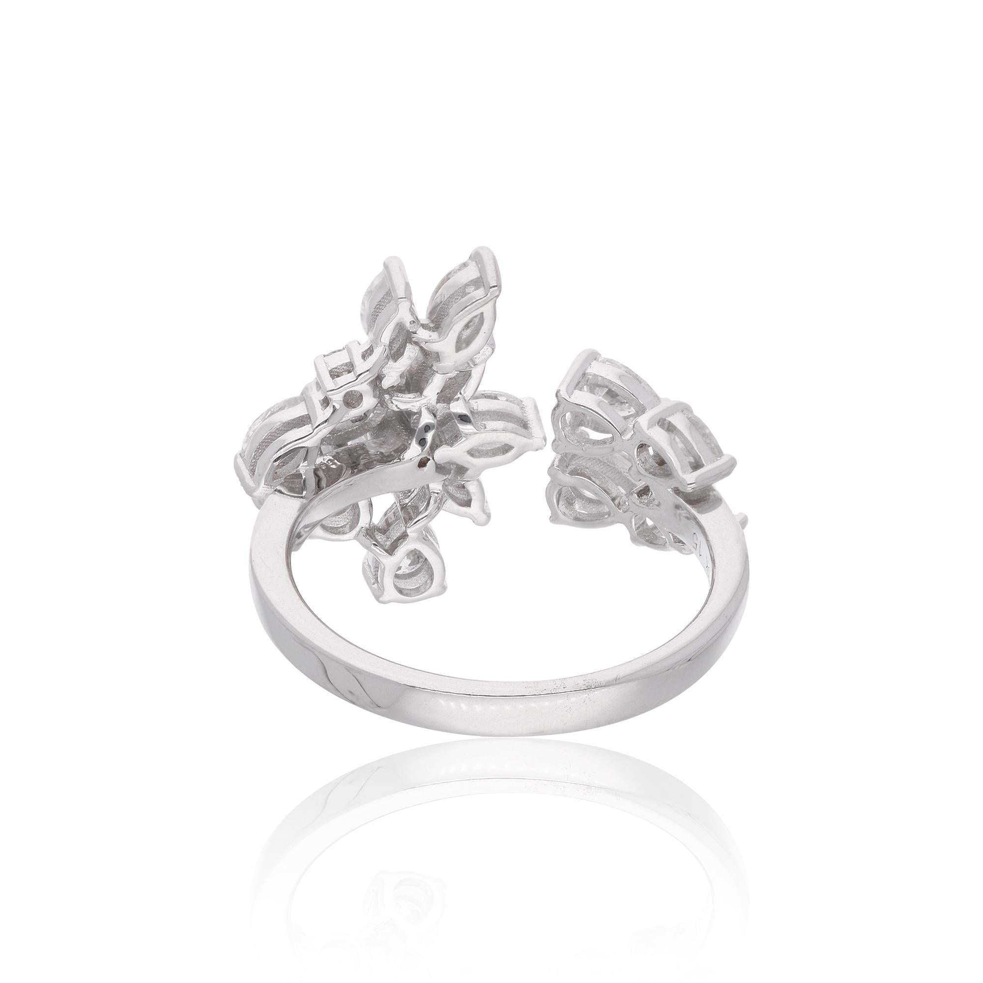 Im Angebot: 1,27 Karat SI Reinheit HI Farbe Natürlicher Diamant Cluster Manschettenring 18 Karat Weißgold () 5