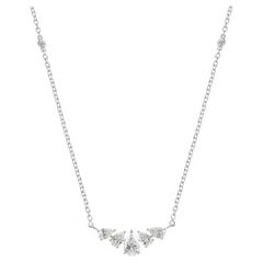 1.27Ct SI/H Graduated Pear Diamond Pendant Necklace Gift 18 Karat White Gold