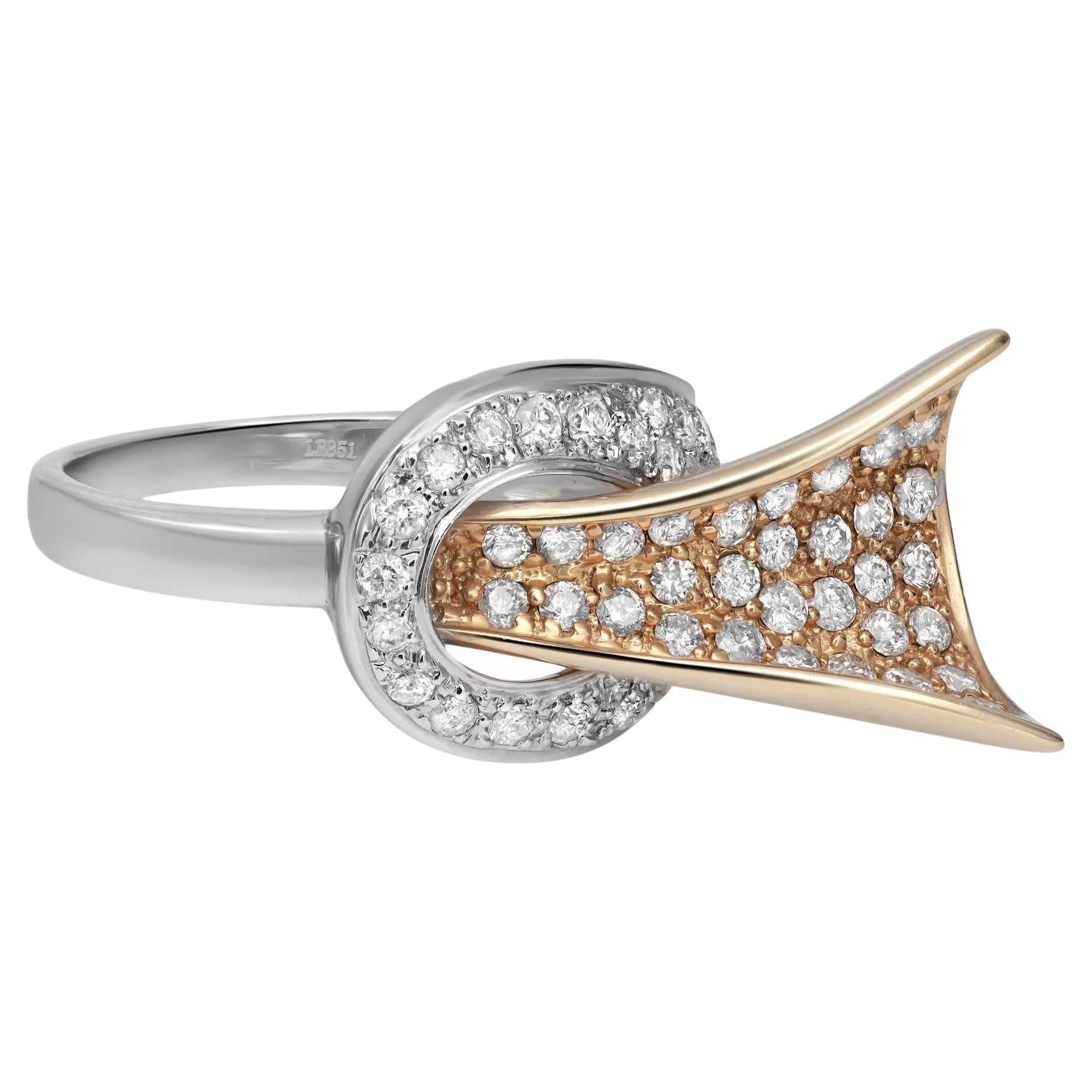 1.27cttw Two Tone Pave Set Round Diamond Ladies Cocktail Ring 14k Gold For Sale