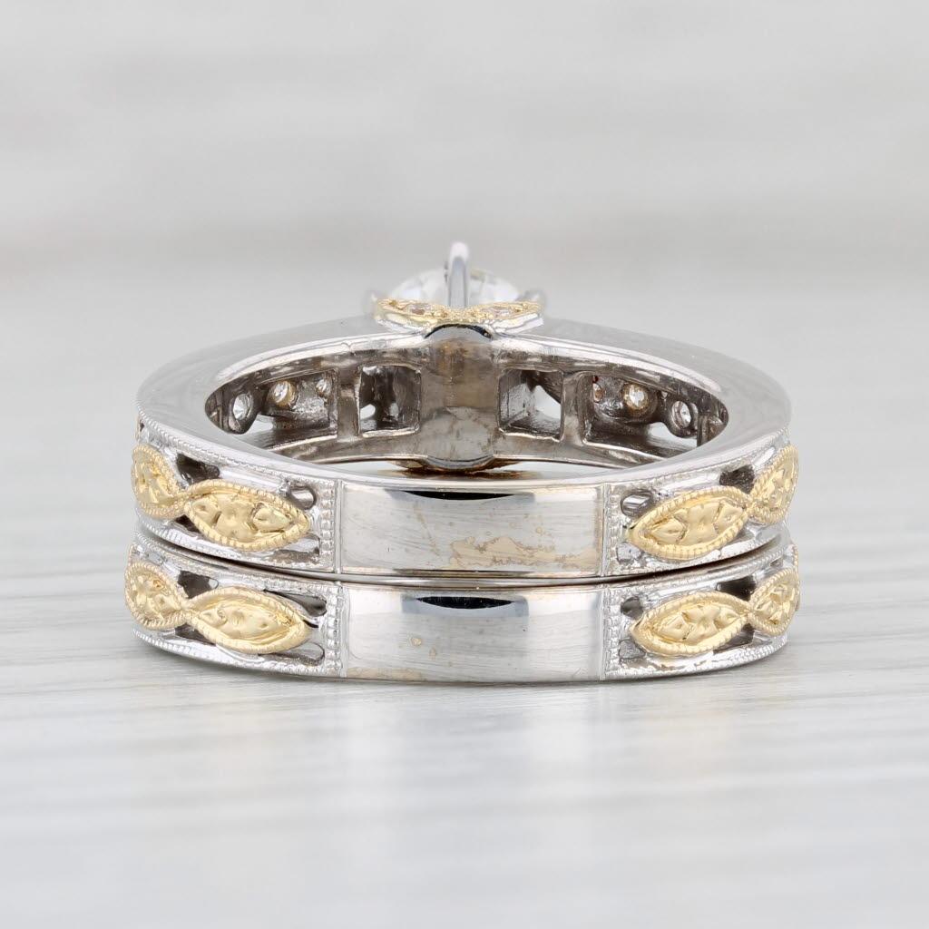 Anillo de compromiso de diamantes 1,27ctw Alianza de boda Conjunto nupcial Oro 18k Talla 6,5 GIA 1