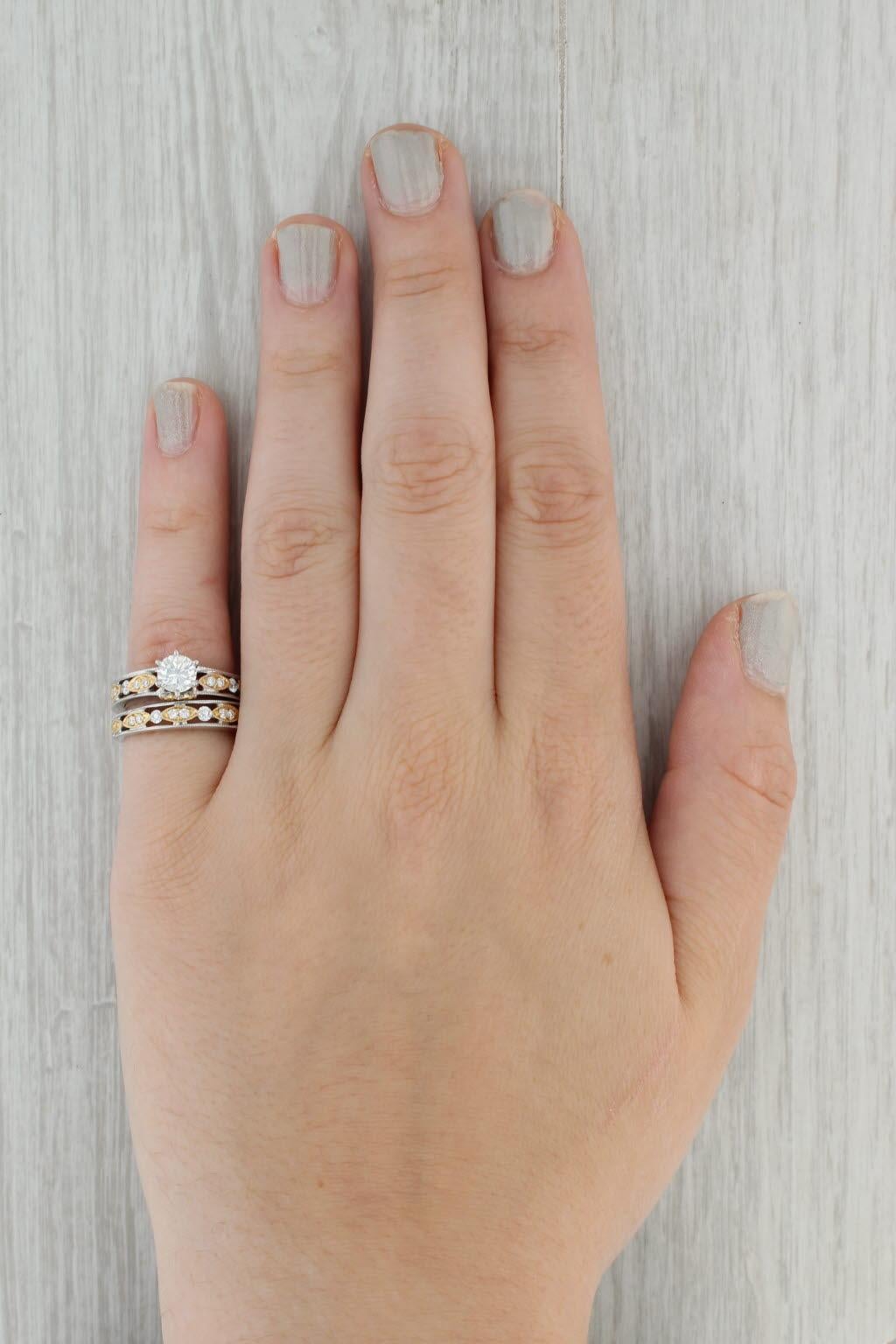 Anillo de compromiso de diamantes 1,27ctw Alianza de boda Conjunto nupcial Oro 18k Talla 6,5 GIA 4