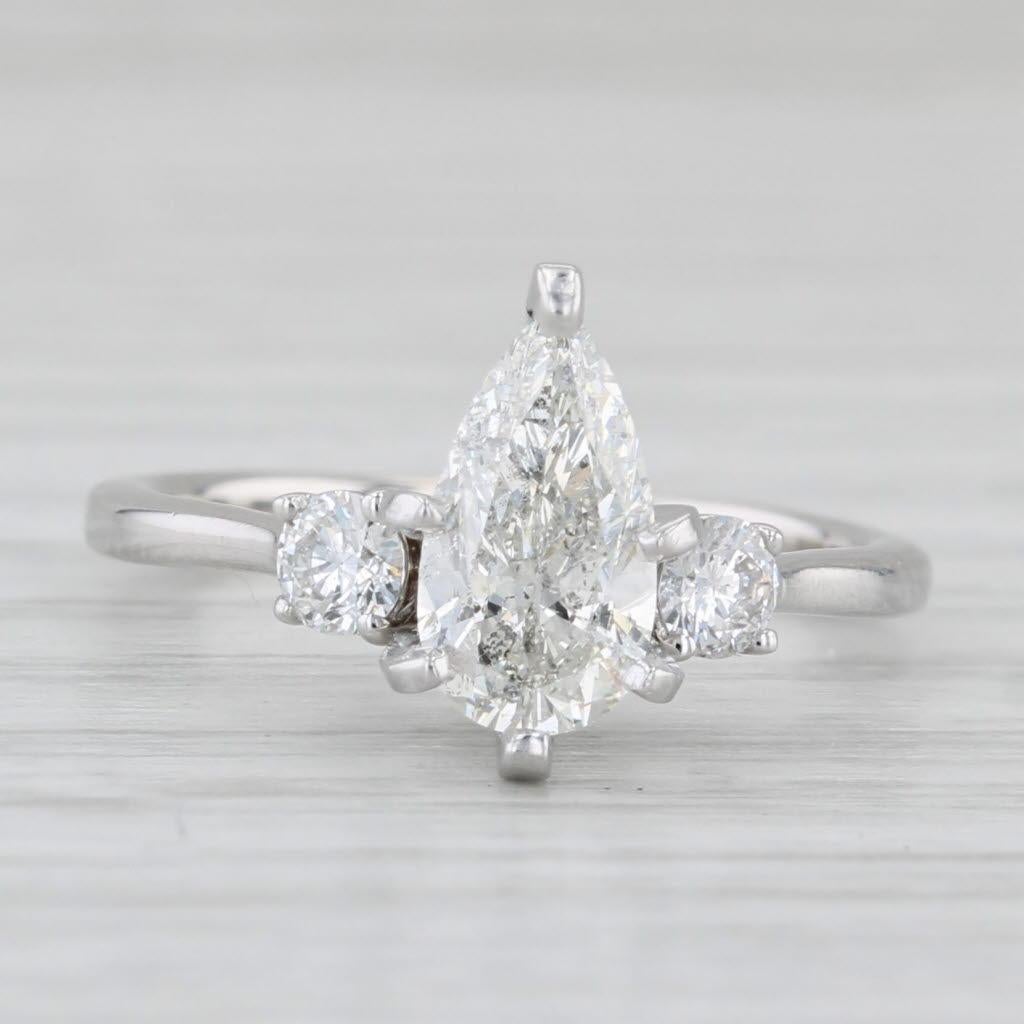 Pear Cut 1.27ctw Pear Diamond Engagement Ring 14k White Gold Size 5.25 GSI