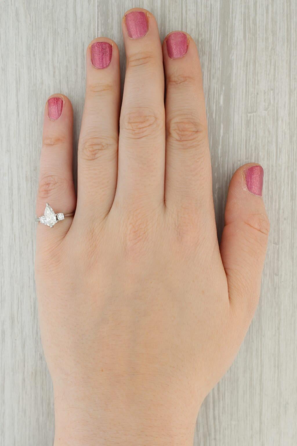 1.27ctw Pear Diamond Engagement Ring 14k White Gold Size 5.25 GSI 1