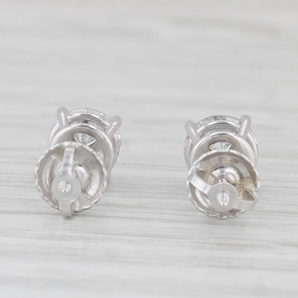 1.27ctw Round Diamond Stud Earrings 14k White Gold Screw Back In Good Condition In McLeansville, NC