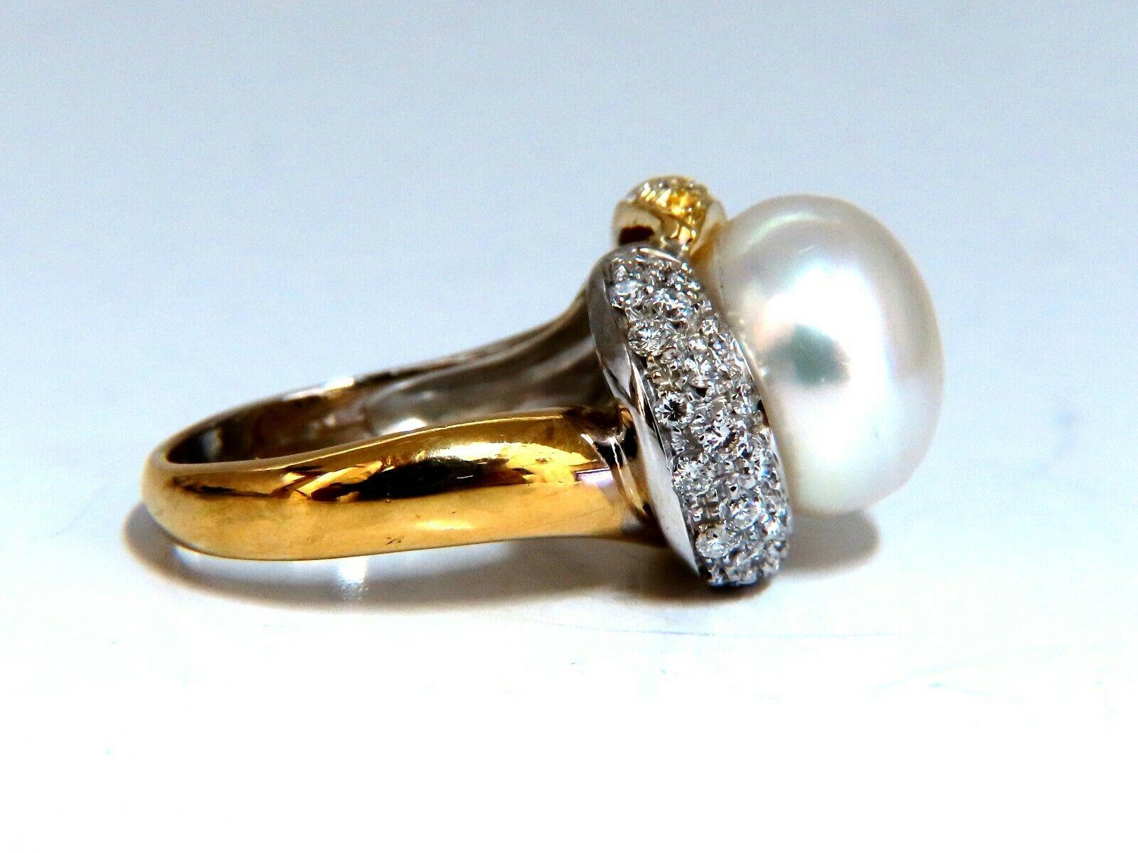 Anelli con diamanti di perle naturali dei mari del sud 18kt In condizioni Nuovo in vendita a New York, NY