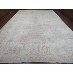 12'7 "x17'4" Hellbrauner Angora Oushak mit Ranken Design Handgeknüpfter Wollteppich XL