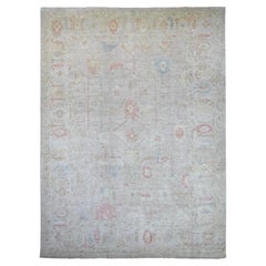 12'7 "x17'4" Hellbrauner Angora Oushak mit Ranken Design Handgeknüpfter Wollteppich XL