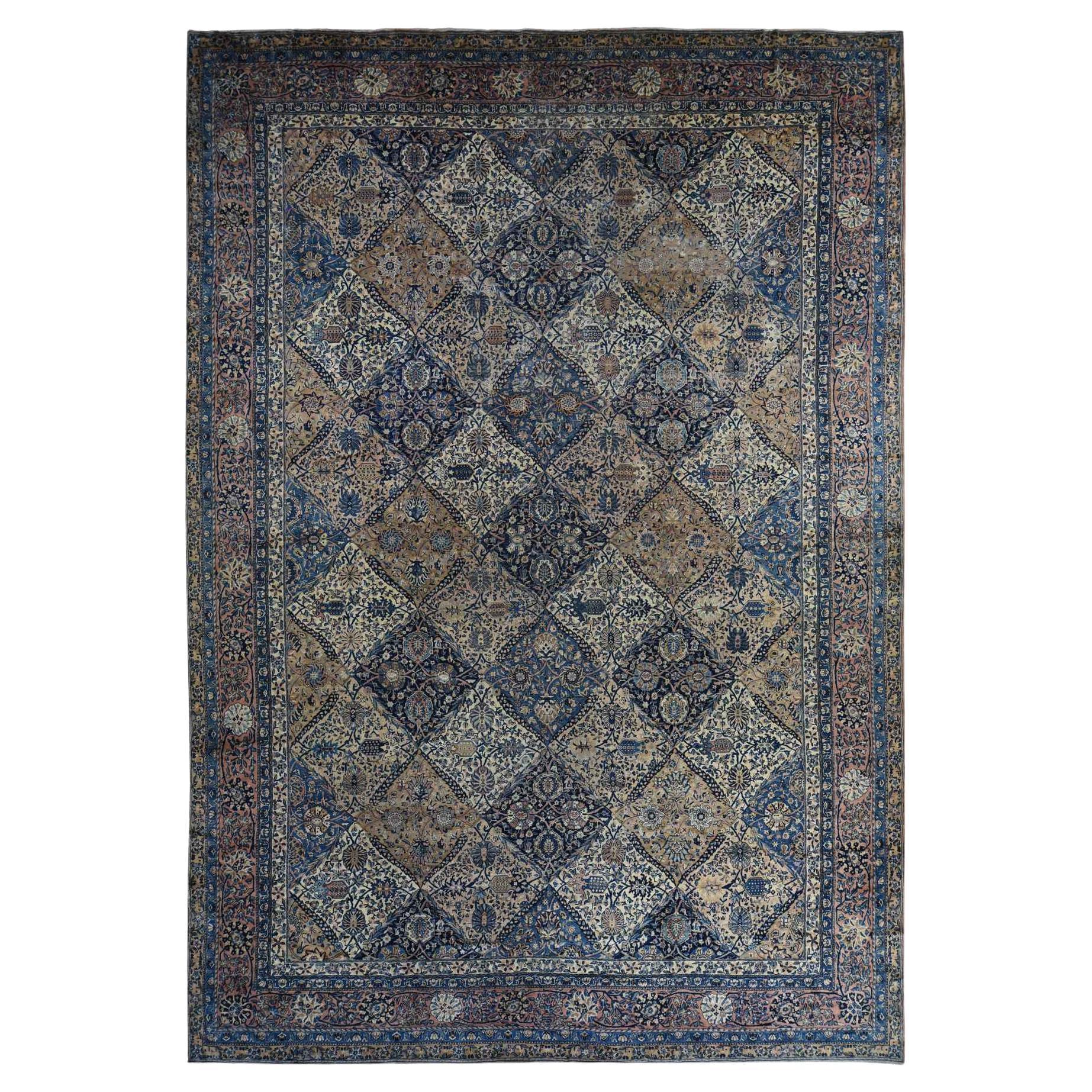 12'7 "x19' Antike persische Kerman Elfenbein Auch tragen alle Wolle Hand geknüpft 1920er Jahre Teppich