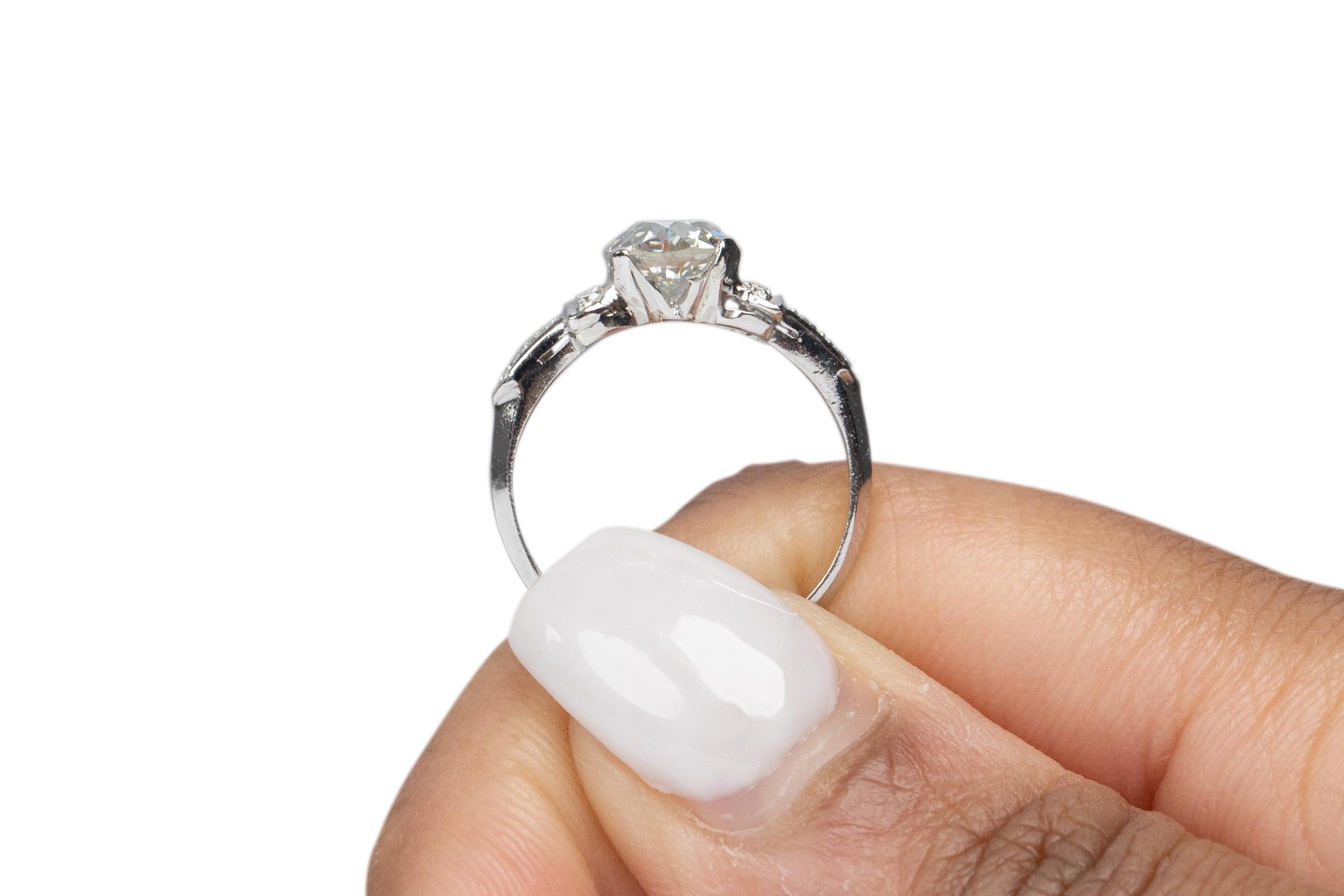 Women's or Men's 1.28 Carat Art Deco Diamond Platinum Engagement Ring For Sale