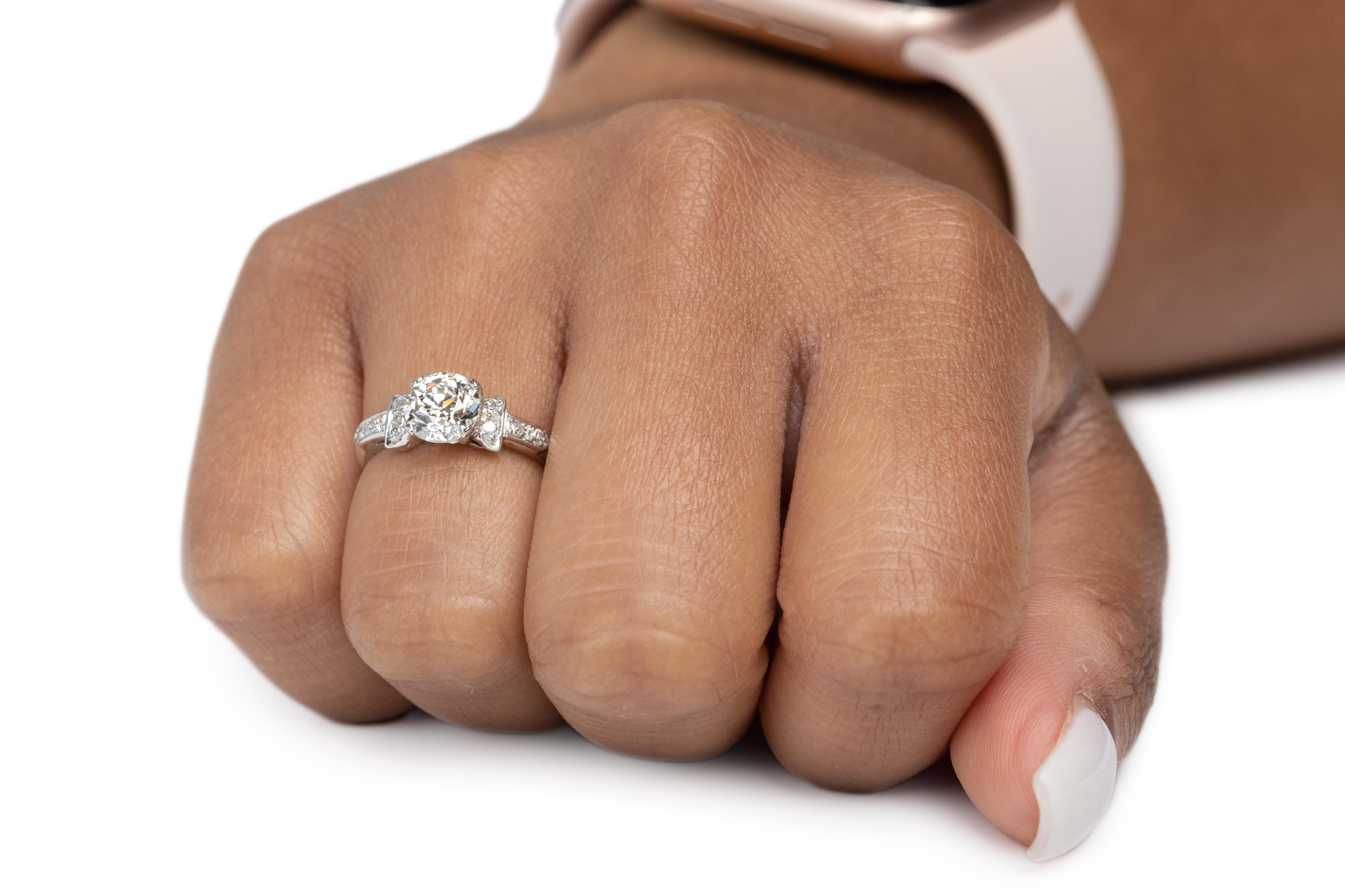1.28 Carat Art Deco Diamond Platinum Engagement Ring For Sale 2