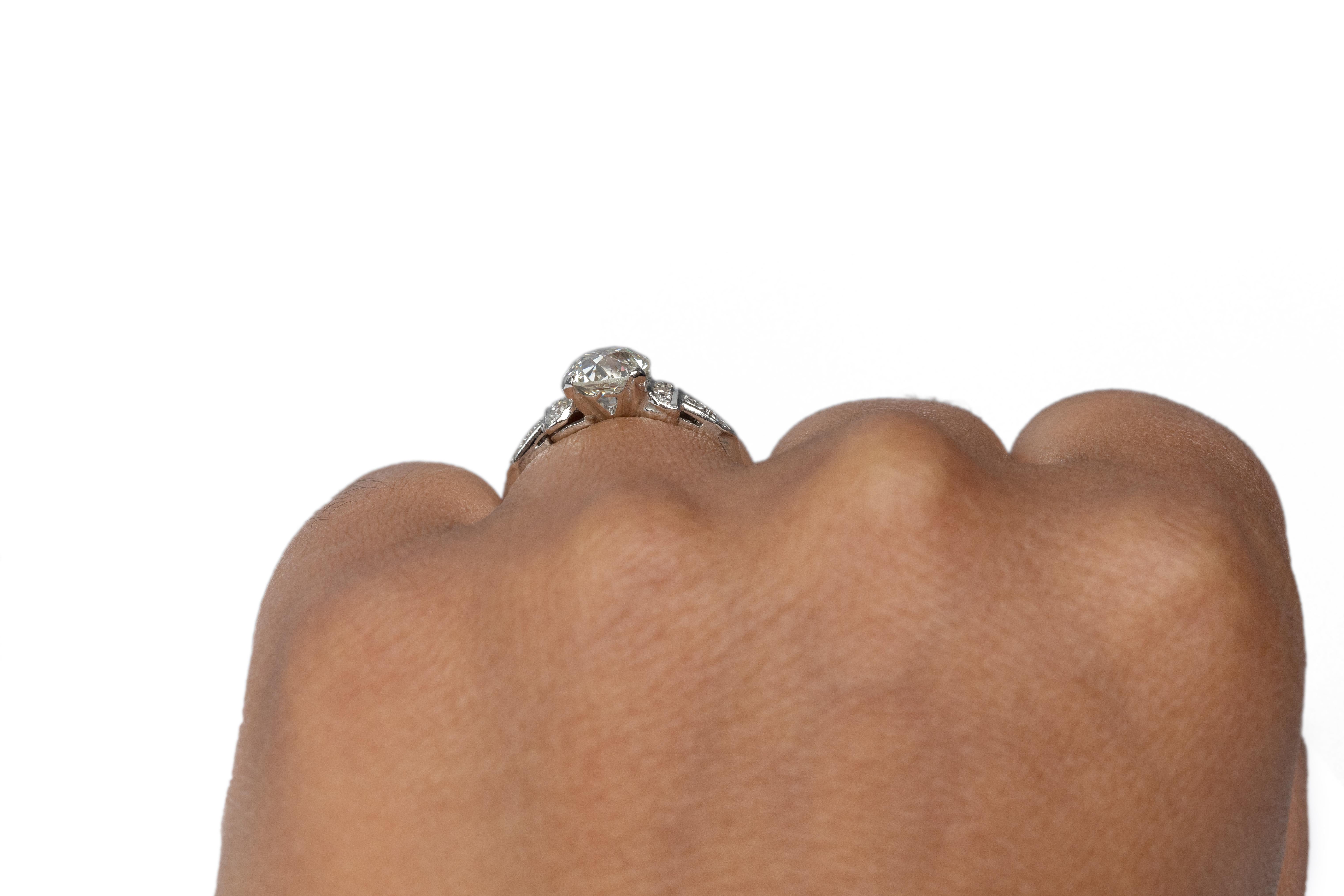 1.28 Carat Art Deco Diamond Platinum Engagement Ring For Sale 3