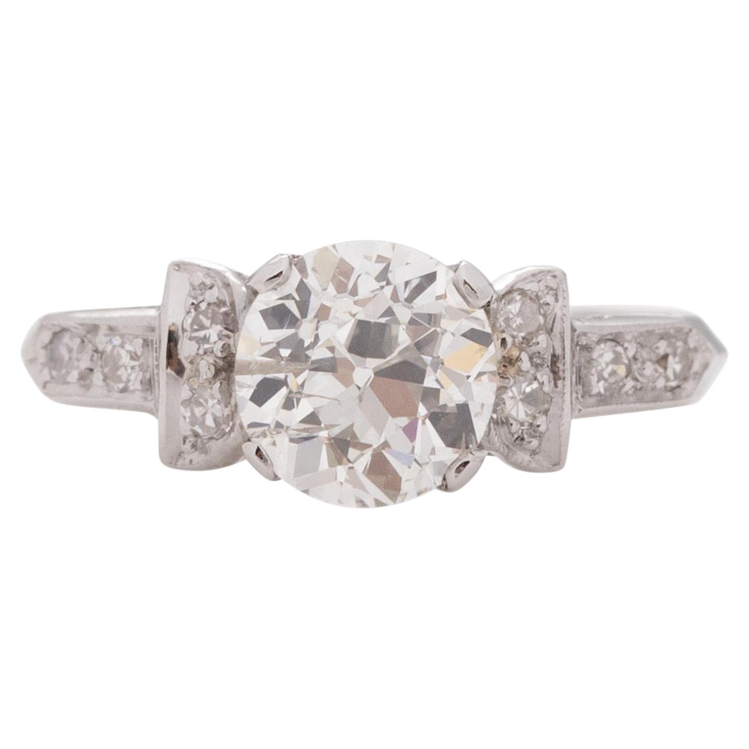 1.28 Carat Art Deco Diamond Platinum Engagement Ring For Sale