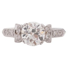 1.28 Carat Art Deco Diamond Platinum Engagement Ring