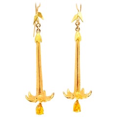 1.28 Karat Briolette Kanariensaphir Fairy Trompetenblumen-Tropfen-Ohrringe