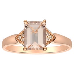 1,28 Karat Morganit im Kissenschliff Diamant-Akzente 14K Roségold Ring