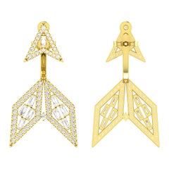 1.28 Carat Diamond 18 Karat Gold Arrow Ear Jacket Earrings
