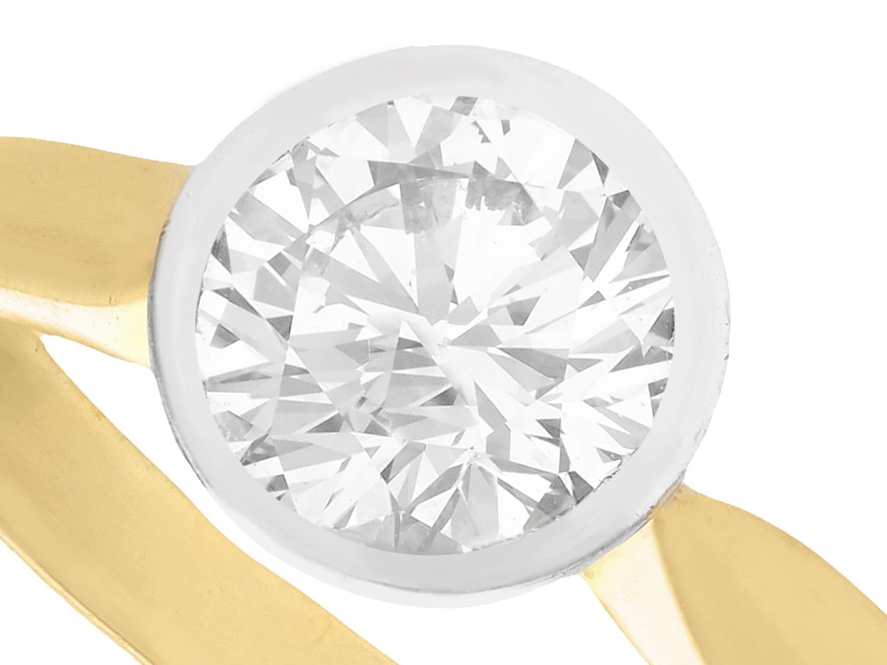 Contemporain Bague de fiançailles solitaire en or jaune et diamant de 1,28 carat en vente
