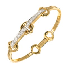 1.28 Carat Diamond Gold Bridle Bangle Bracelet
