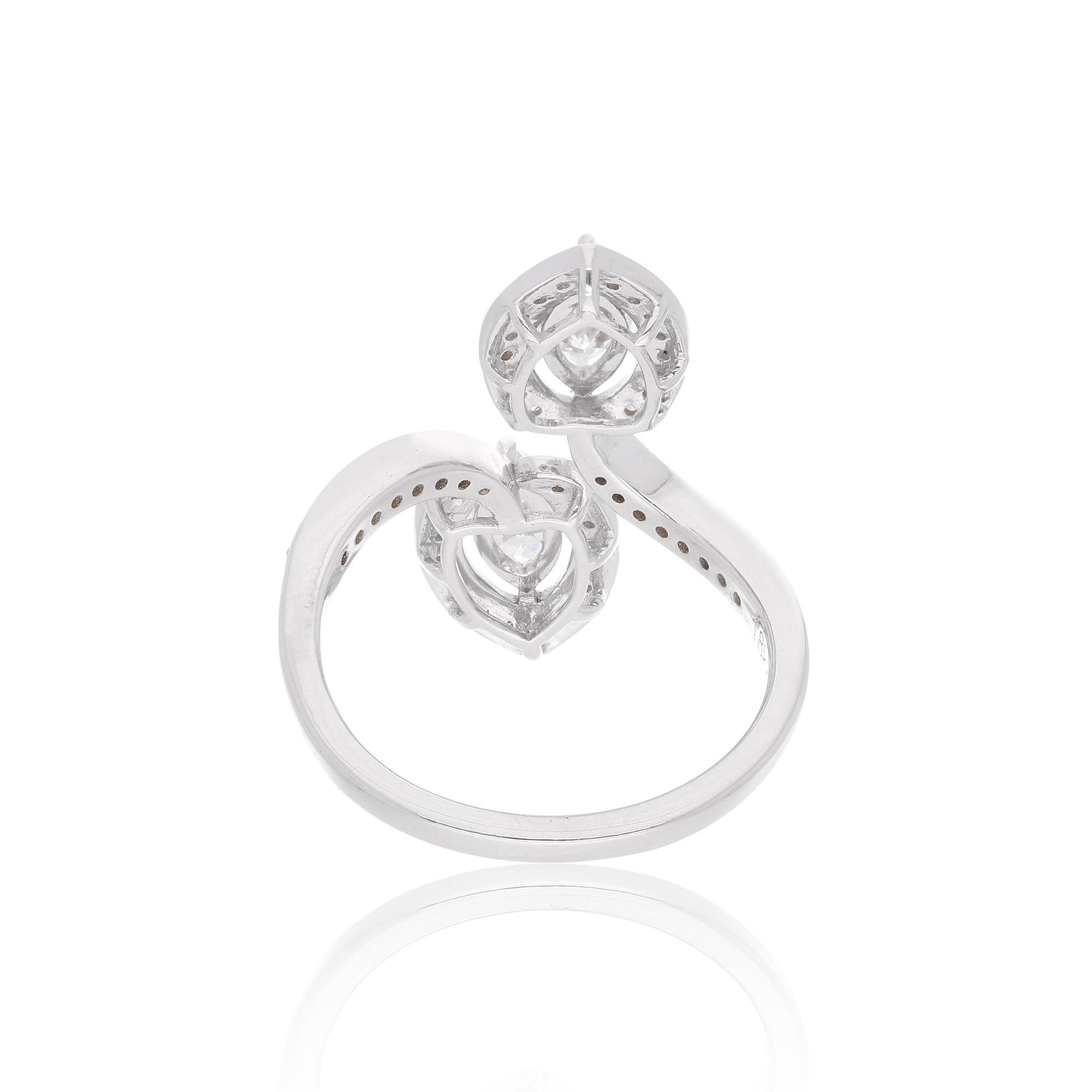 Taille Marquise 1.28 Carat Marquise & Round Diamond Wrap Ring 14 Karat White Gold Fine Jewelry en vente