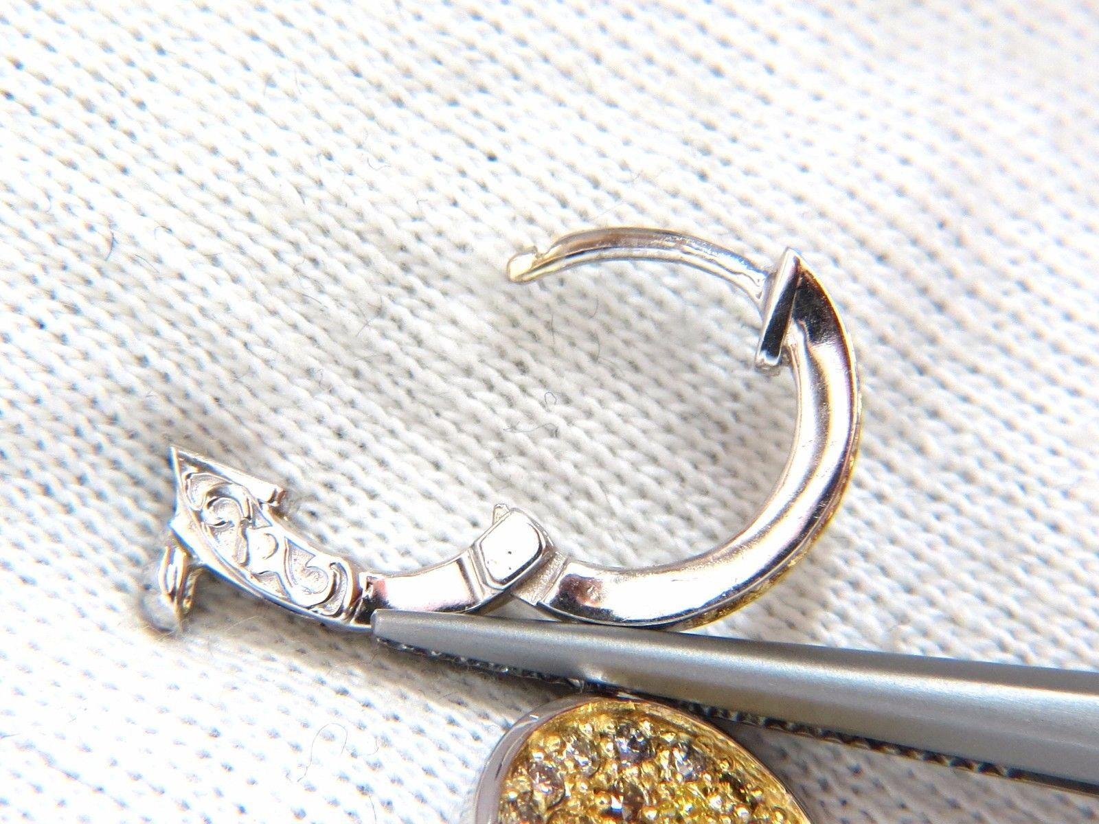 Women's or Men's 1.28 Carat Natural Fancy Color Diamonds Circle Cluster Earrings 14 Karat