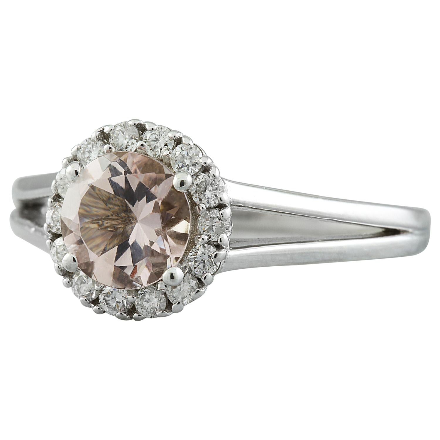 1.28 Carat Natural Morganite 14 Karat Solid White Gold Diamond Ring In New Condition For Sale In Manhattan Beach, CA
