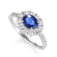 1.28 Carat Natural Sapphire and Diamond Ring Made in Platinum
