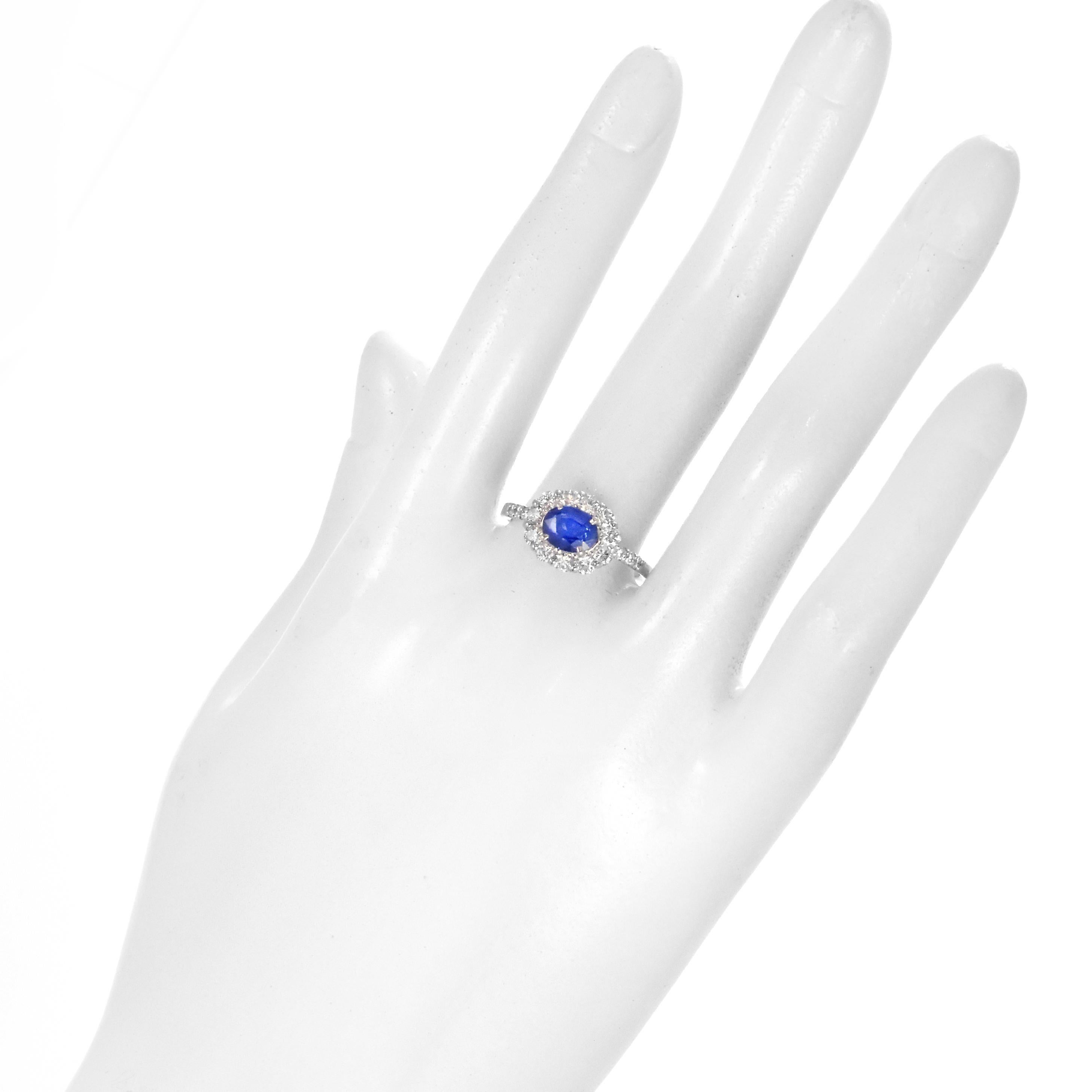Oval Cut 1.28 Carat Natural Sapphire and Diamond Ring Made in Platinum For Sale