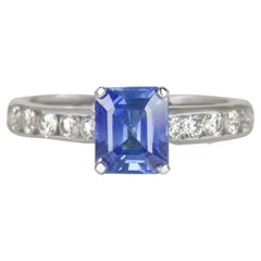 1.28 Carat Natural Sapphire Diamond Solitaire Ring