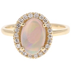 1.28 Carat Opal Diamond 14 Karat Yellow Gold Ring